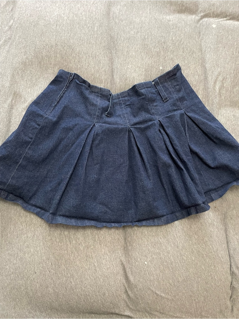 VTG 90s Y2K Rave Pleated Denim Mini Skirt Large Made in USA - Picture 2 of 3